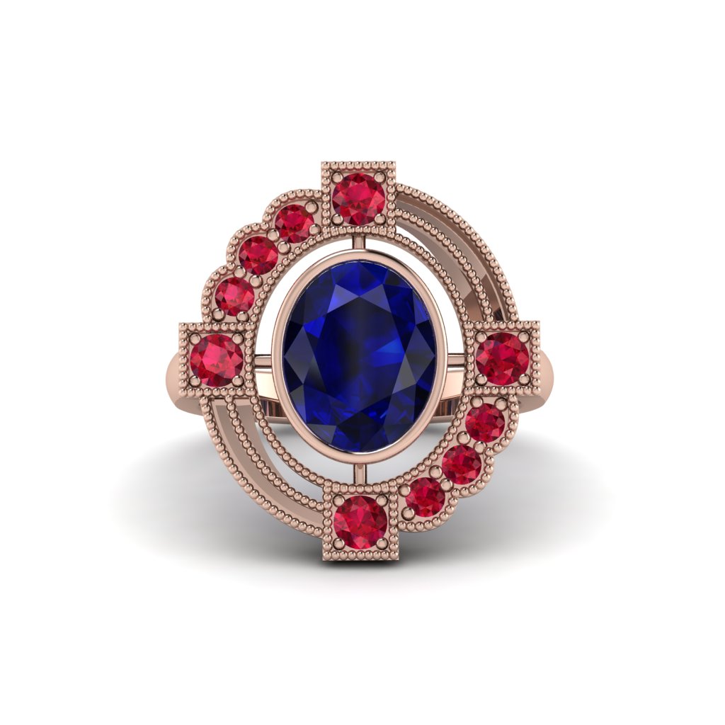 Sapphire Art Deco Halo Fashion Ring - Gracelynn No. 59
