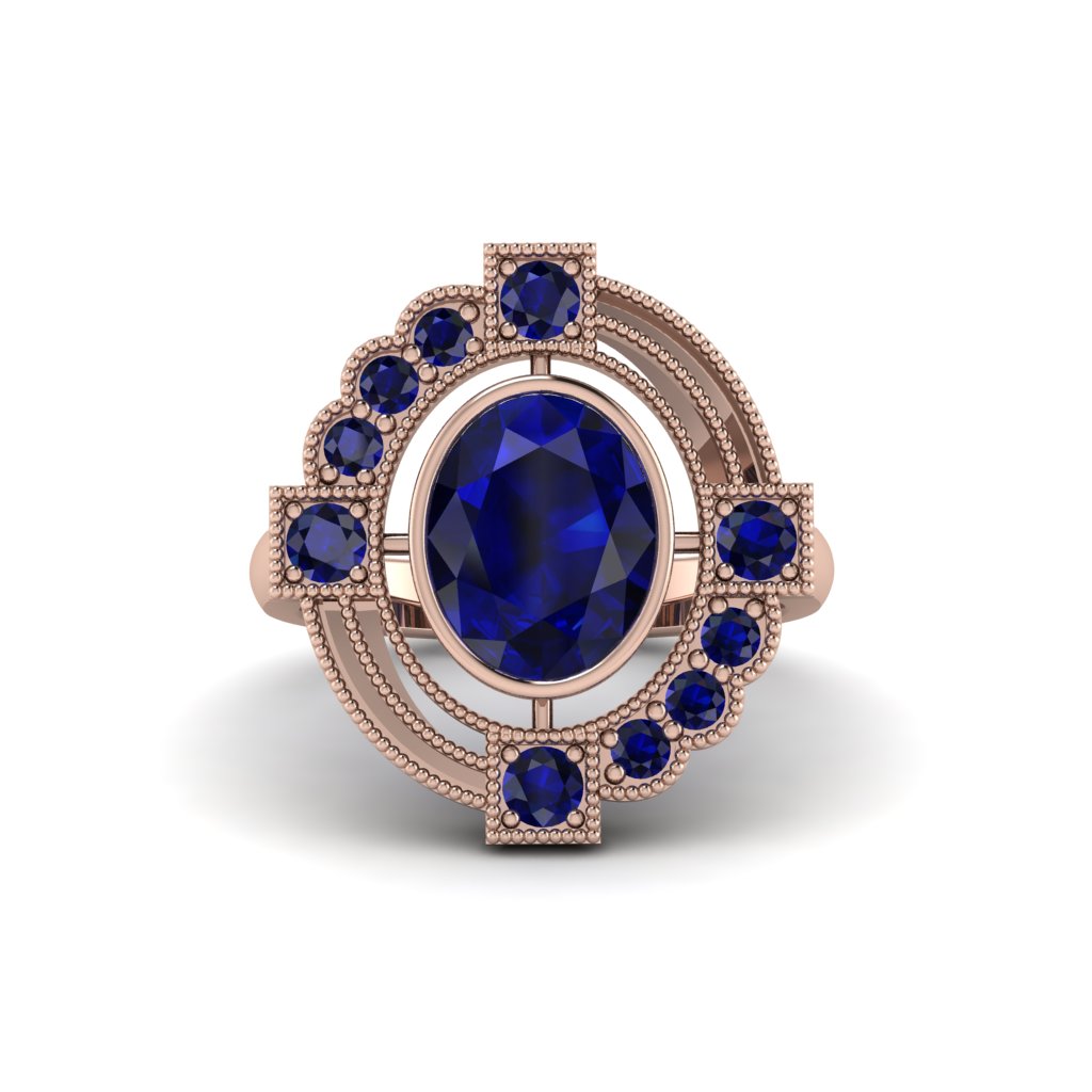 Sapphire Art Deco Halo Fashion Ring - Gracelynn No. 74
