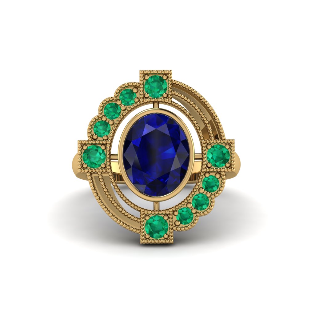 Sapphire Art Deco Halo Fashion Ring - Gracelynn No. 28