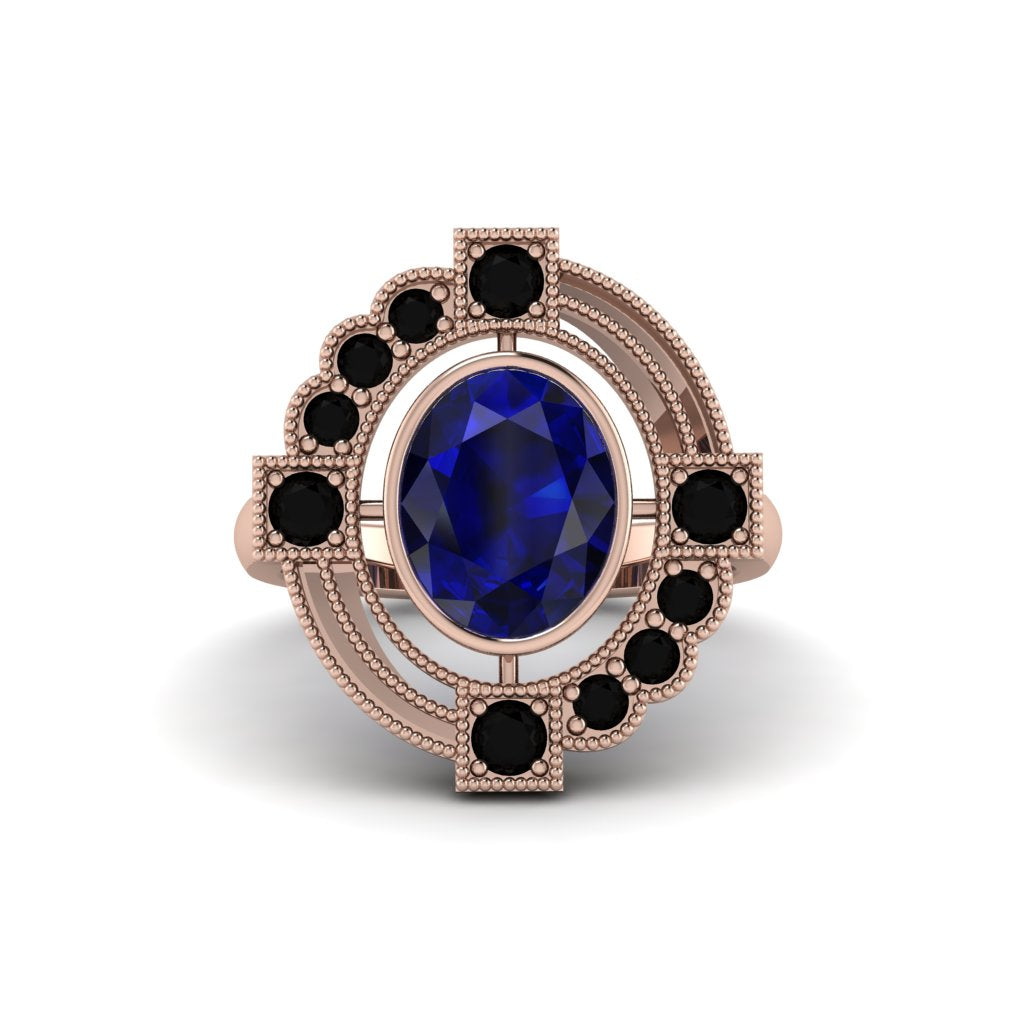 Sapphire Art Deco Halo Fashion Ring - Gracelynn No. 44