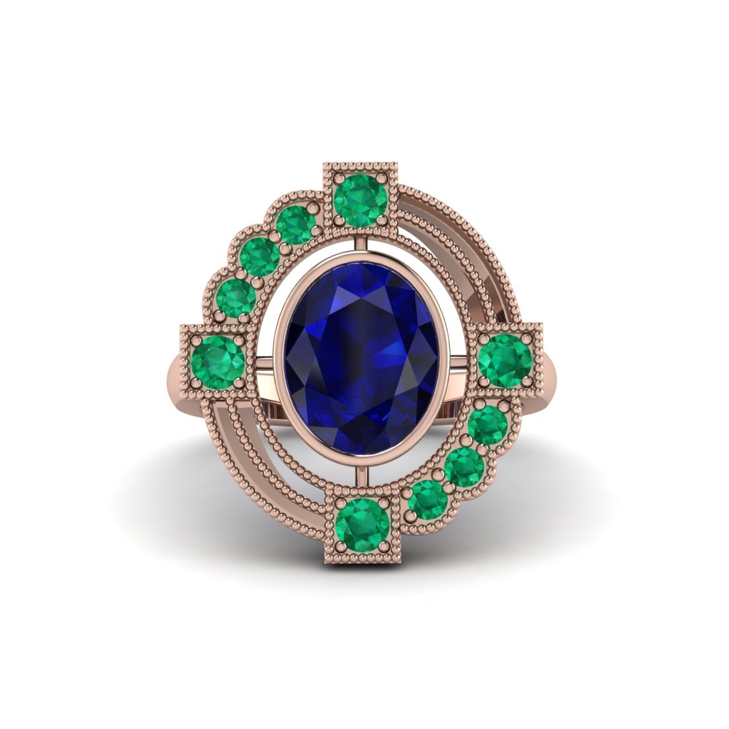 Sapphire Art Deco Halo Fashion Ring - Gracelynn No. 29