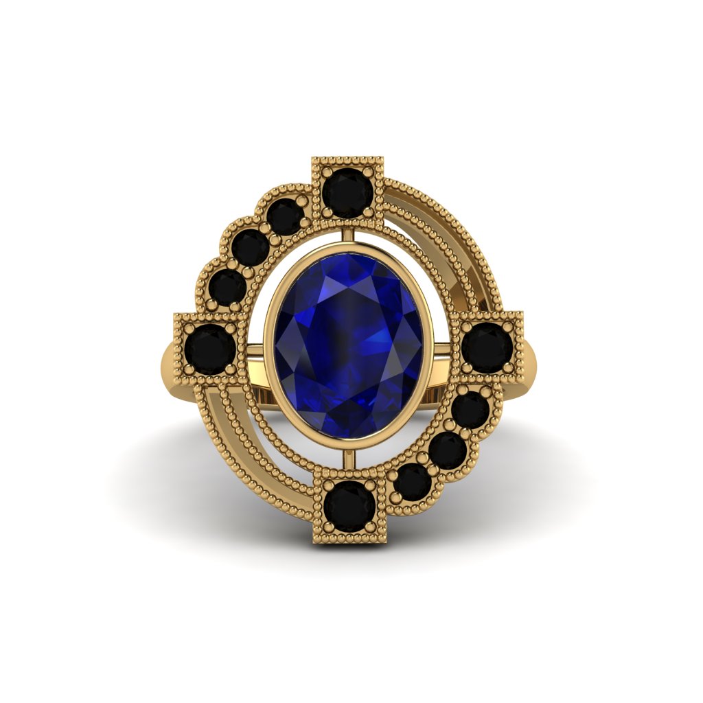 Sapphire Art Deco Halo Fashion Ring - Gracelynn No. 43