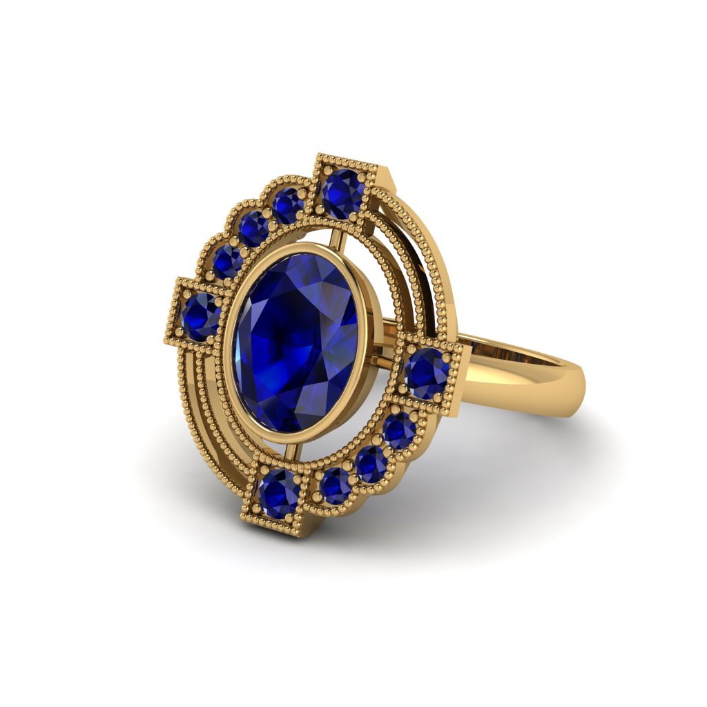Sapphire Art Deco Halo Fashion Ring - Gracelynn No. 73