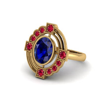Sapphire Art Deco Halo Fashion Ring - Gracelynn No. 58 image 1
