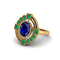 Sapphire Art Deco Halo Fashion Ring - Gracelynn No. 28 image 1