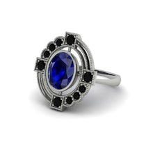 Sapphire Art Deco Halo Fashion Ring - Gracelynn No. 45 image 1