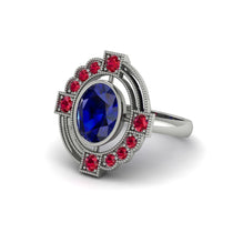 Sapphire Art Deco Halo Fashion Ring - Gracelynn No. 60 image 1