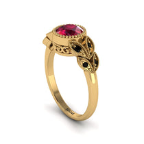 Art Deco Ruby Leaves Engagement Rings - Thalia No. 40 image 1