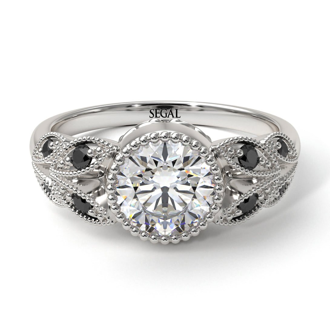Art Deco Diamond Leaves Engagement Rings - Thalia No. 33