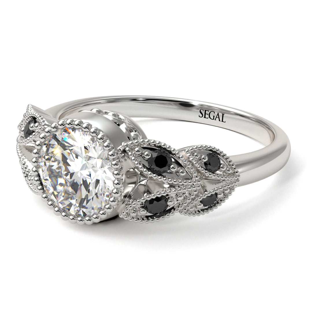 Art Deco Diamond Leaves Engagement Rings - Thalia No. 33
