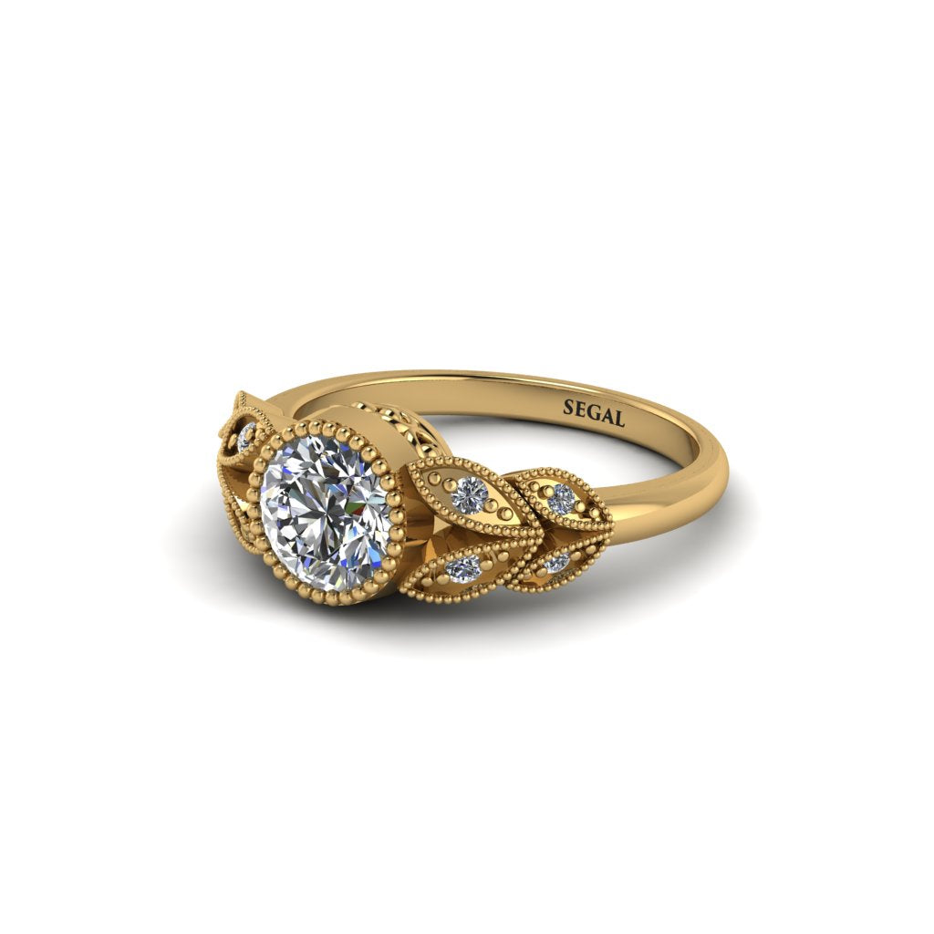 Art Deco Diamond Leaves Engagement Rings - Thalia No. 1
