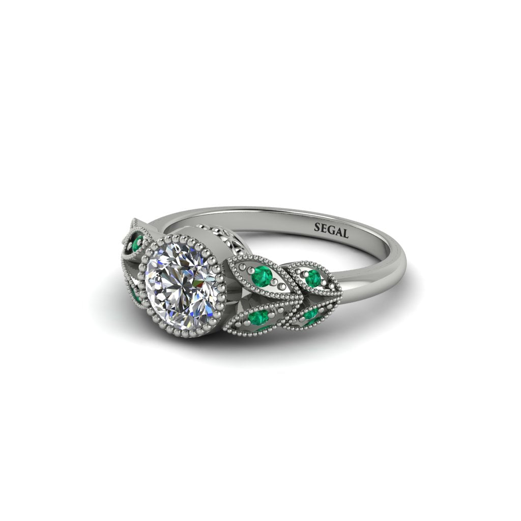 Art Deco Diamond Leaves Engagement Rings - Thalia No. 18