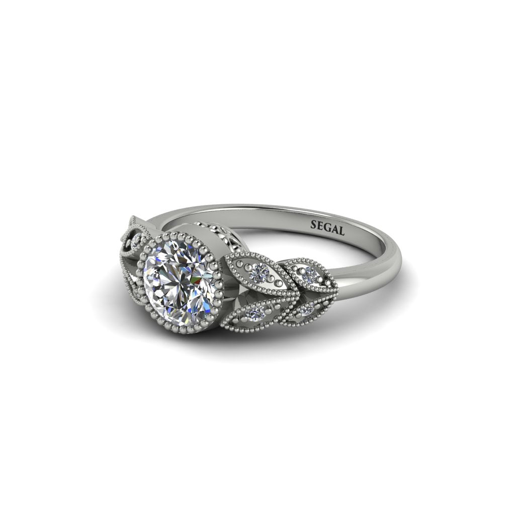 Art Deco Diamond Leaves Engagement Rings - Thalia No. 3