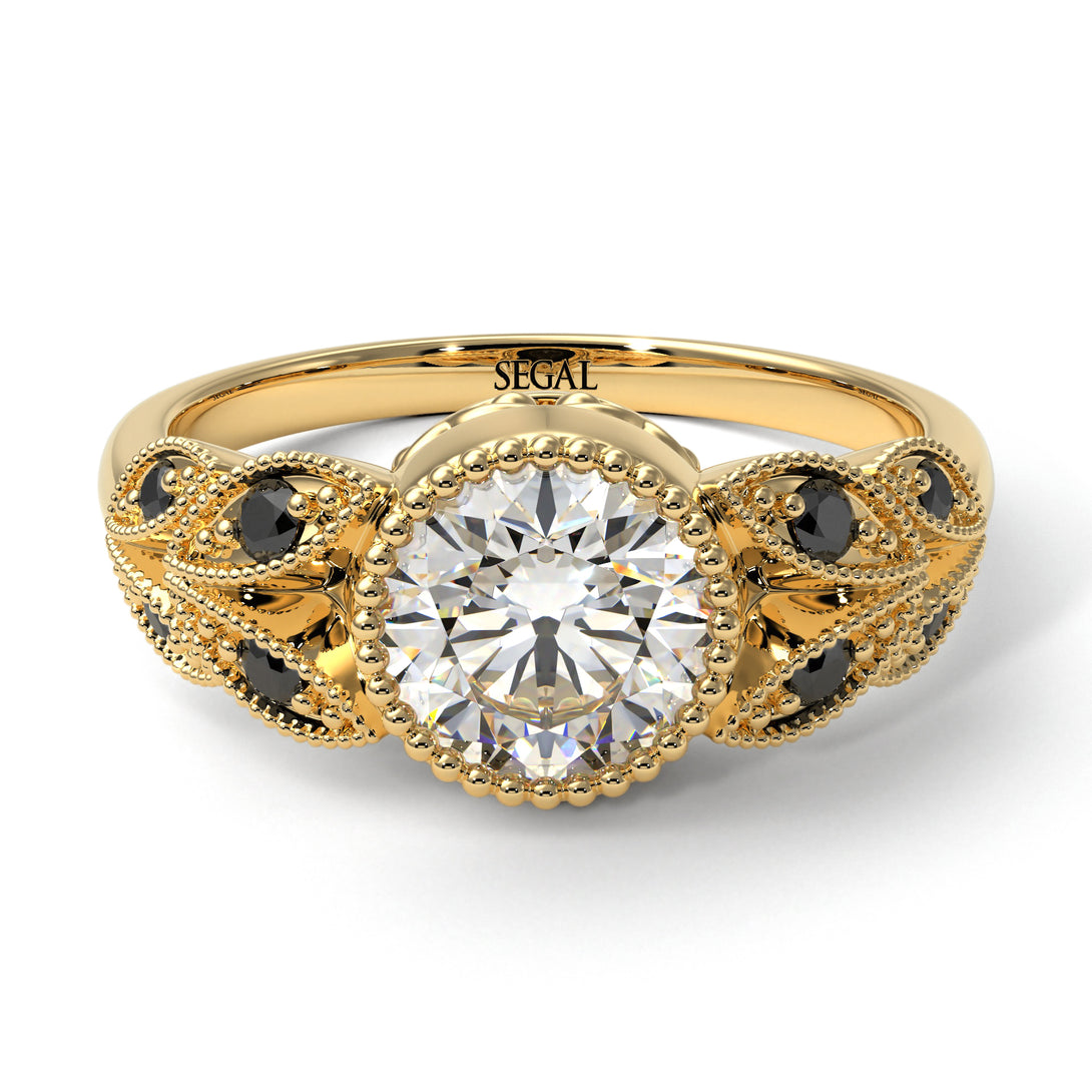 Art Deco Diamond Leaves Engagement Rings - Thalia No. 31