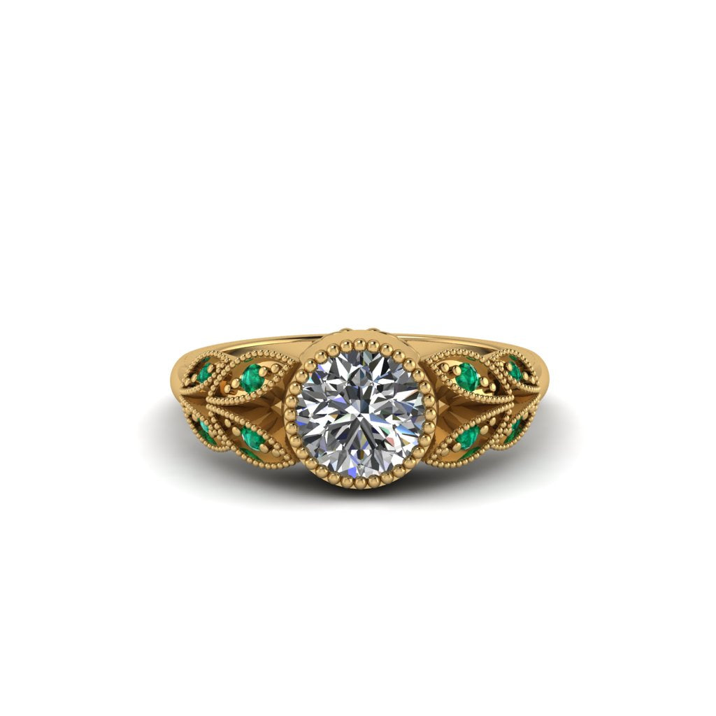 Art Deco Diamond Leaves Engagement Rings - Thalia No. 16