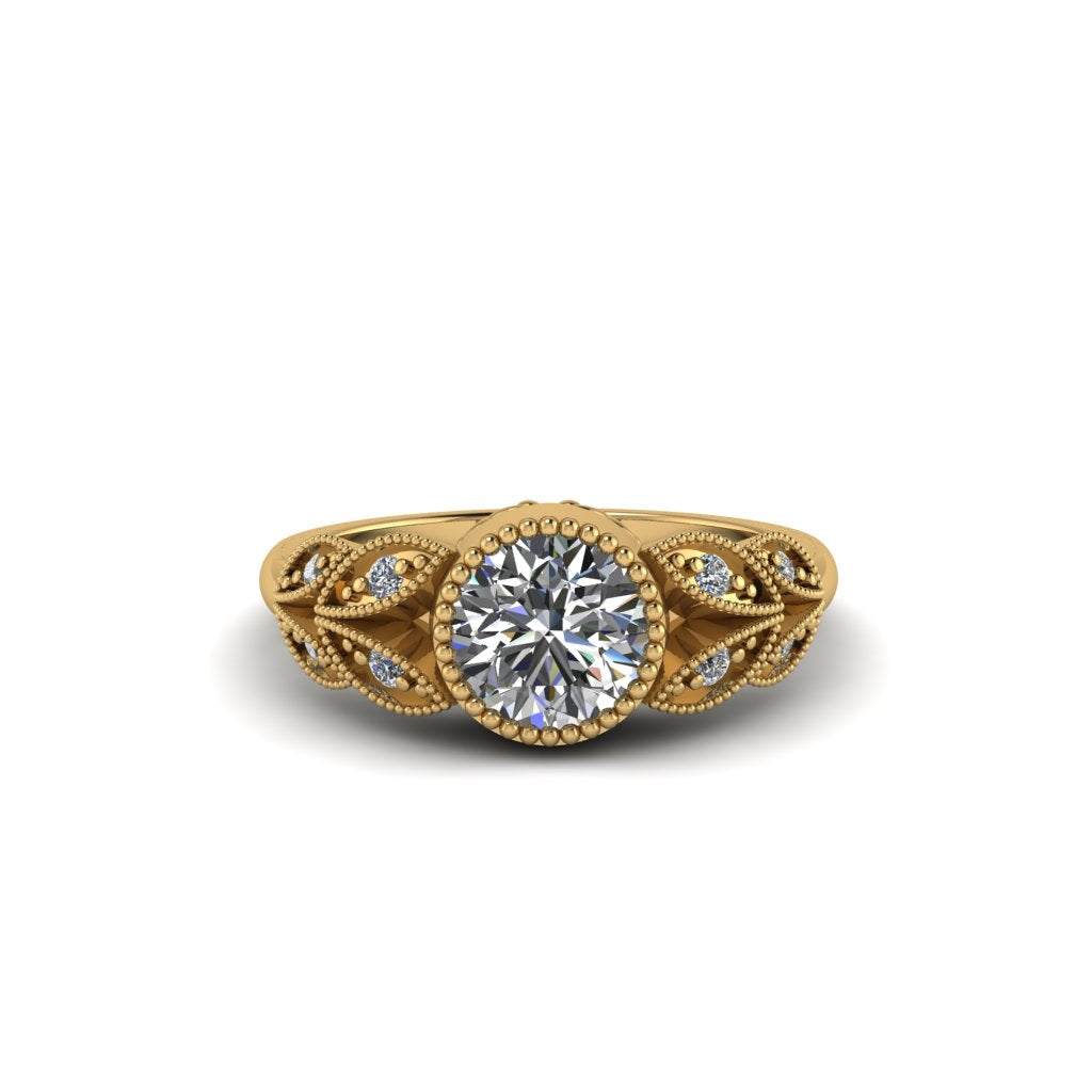 Art Deco Diamond Leaves Engagement Rings - Thalia No. 1