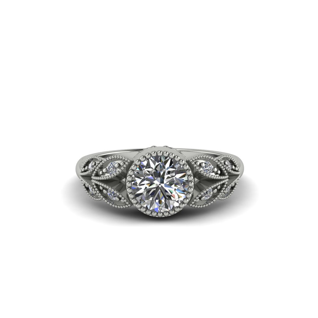 Art Deco Diamond Leaves Engagement Rings - Thalia No. 3