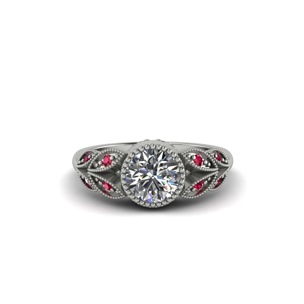 Art Deco Diamond Leaves Engagement Rings - Thalia No. 48