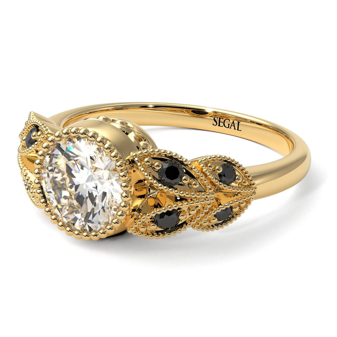 Art Deco Diamond Leaves Engagement Rings - Thalia No. 31
