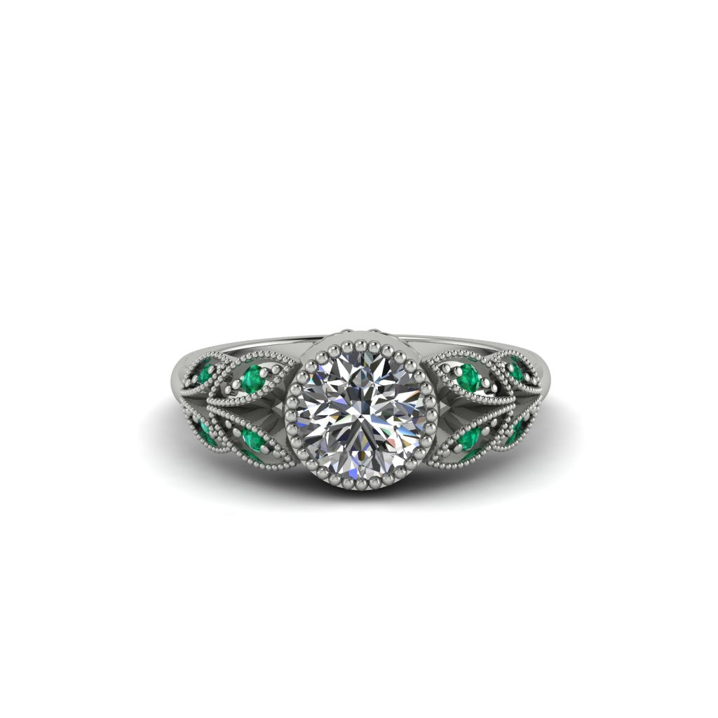 Art Deco Diamond Leaves Engagement Rings - Thalia No. 18