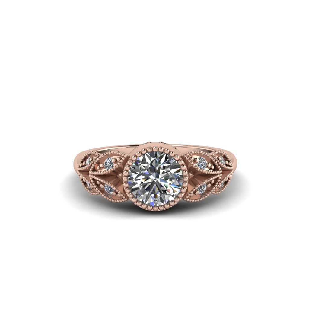 Art Deco Diamond Leaves Engagement Rings - Thalia No. 2