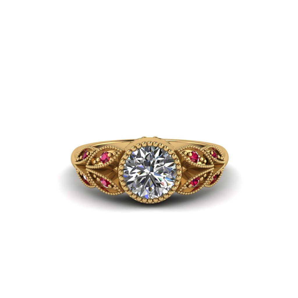 Art Deco Diamond Leaves Engagement Rings - Thalia No. 46