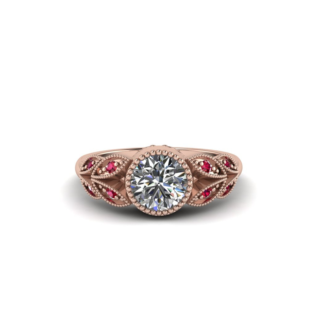 Art Deco Diamond Leaves Engagement Rings - Thalia No. 47
