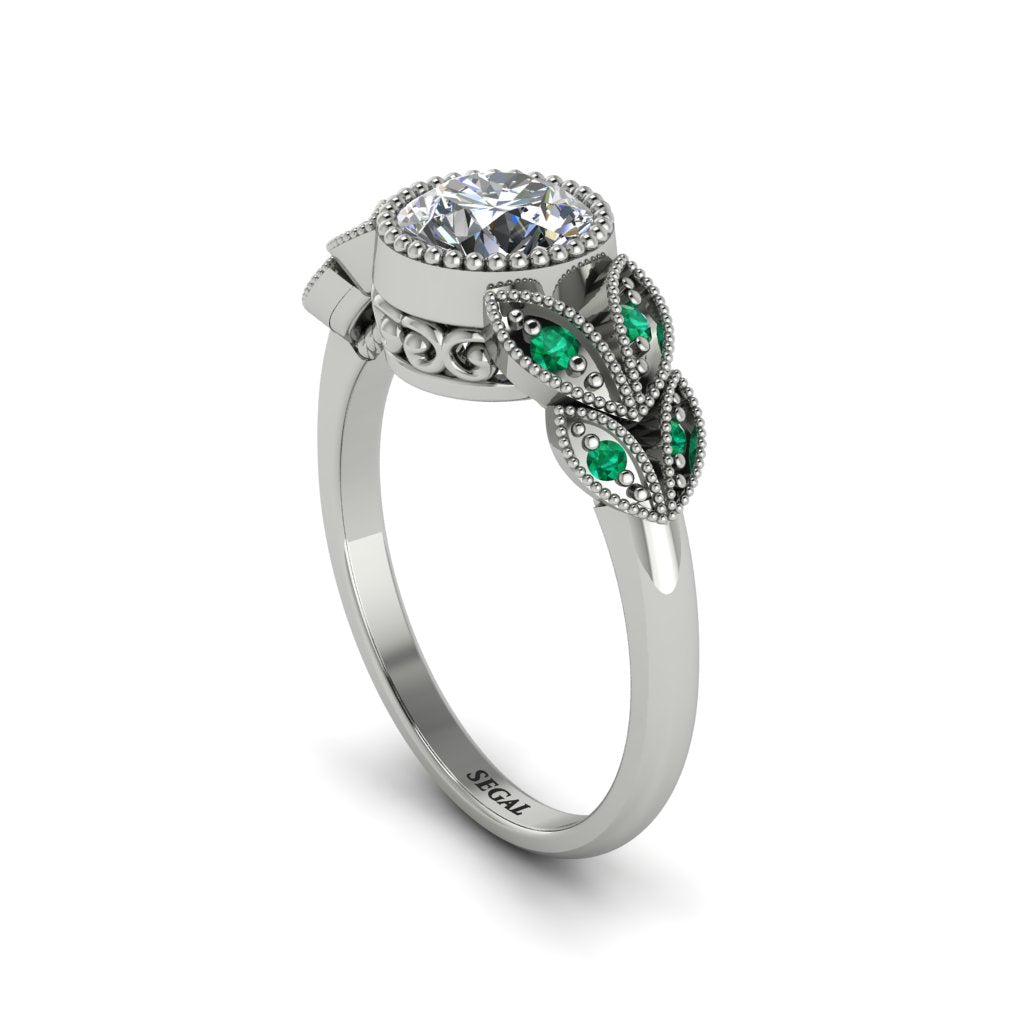 Art Deco Diamond Leaves Engagement Rings - Thalia No. 18