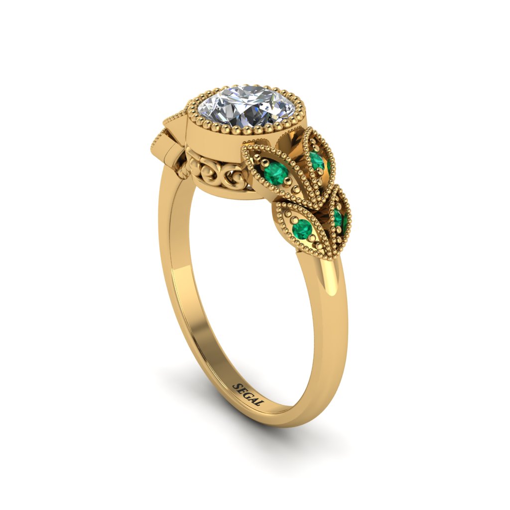 Art Deco Diamond Leaves Engagement Rings - Thalia No. 16