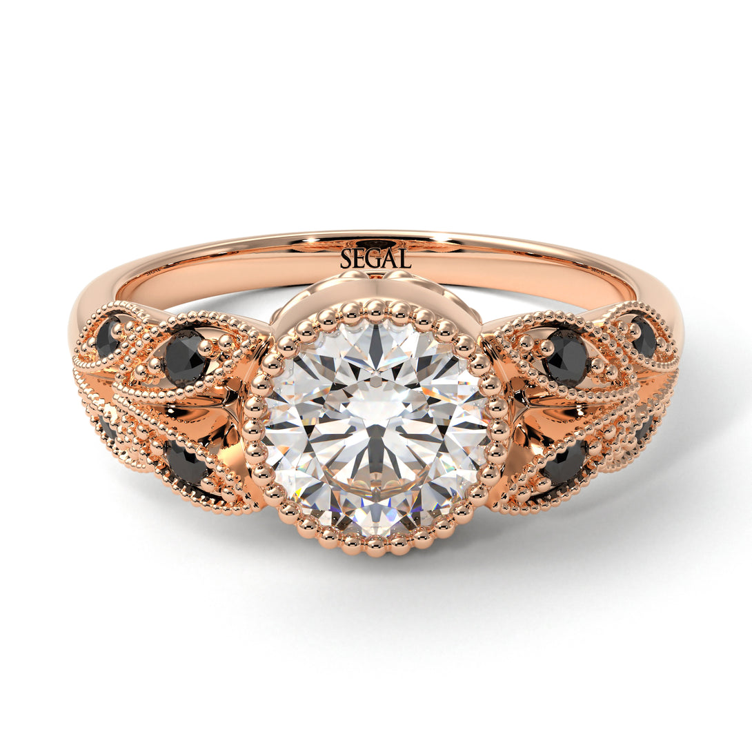Art Deco Diamond Leaves Engagement Rings - Thalia No. 32