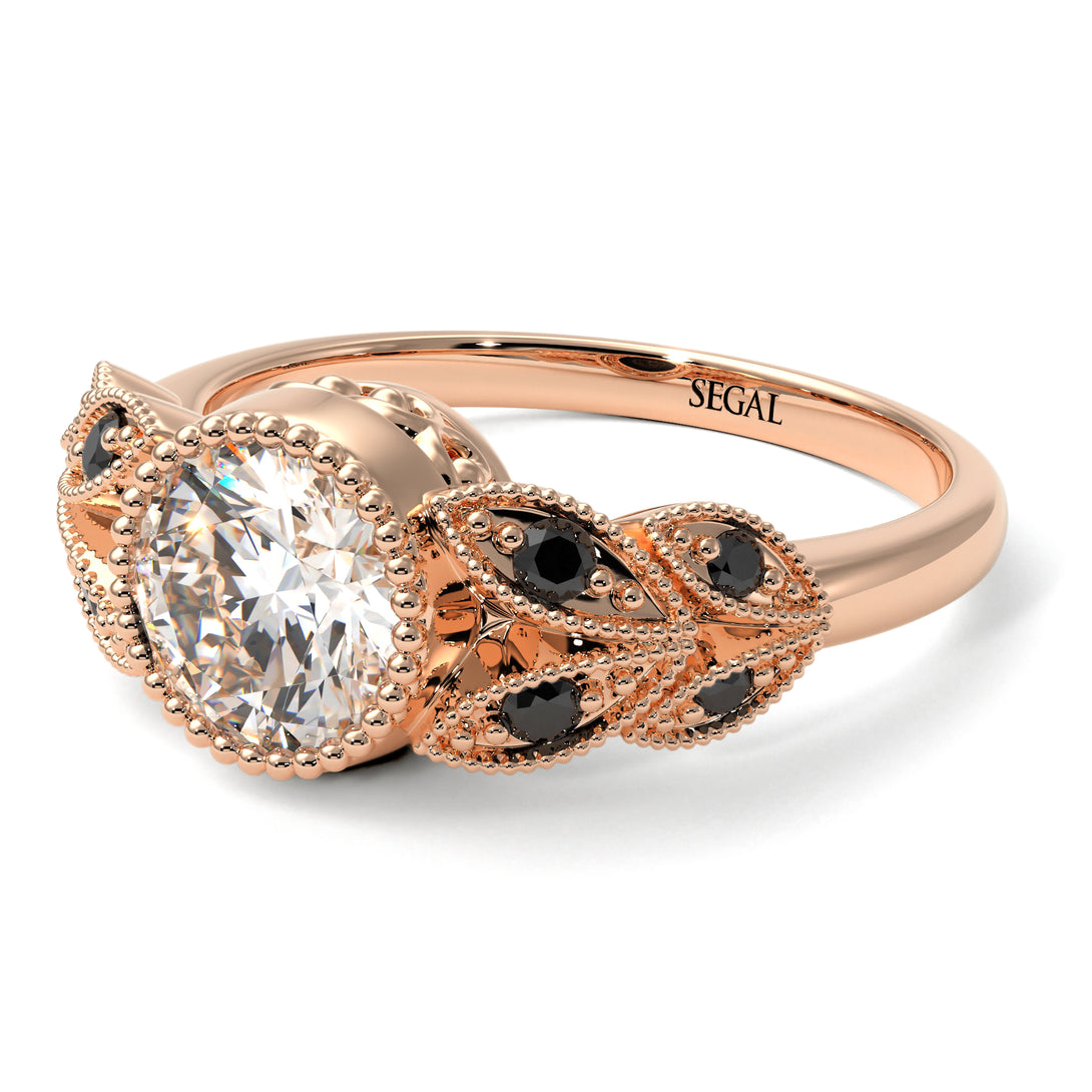 Art Deco Diamond Leaves Engagement Rings - Thalia No. 32