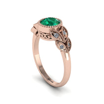 Art Deco Emerald Leaves Engagement Rings - Thalia No. 5 image 1