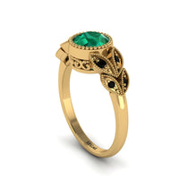Art Deco Emerald Leaves Engagement Rings - Thalia No. 34 image 1