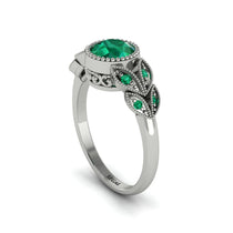 Art Deco Emerald Leaves Engagement Rings - Thalia No. 21 image 1