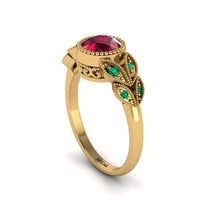 Art Deco Ruby Leaves Engagement Rings - Thalia No. 25 image 1