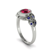 Art Deco Ruby Leaves Engagement Rings - Thalia No. 72 image 1