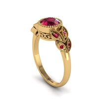 Art Deco Ruby Leaves Engagement Rings - Thalia No. 55 image 1