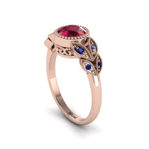 Art Deco Ruby Leaves Engagement Rings - Thalia No. 71 image 1