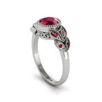 Art Deco Ruby Leaves Engagement Rings - Thalia No. 57 image 1