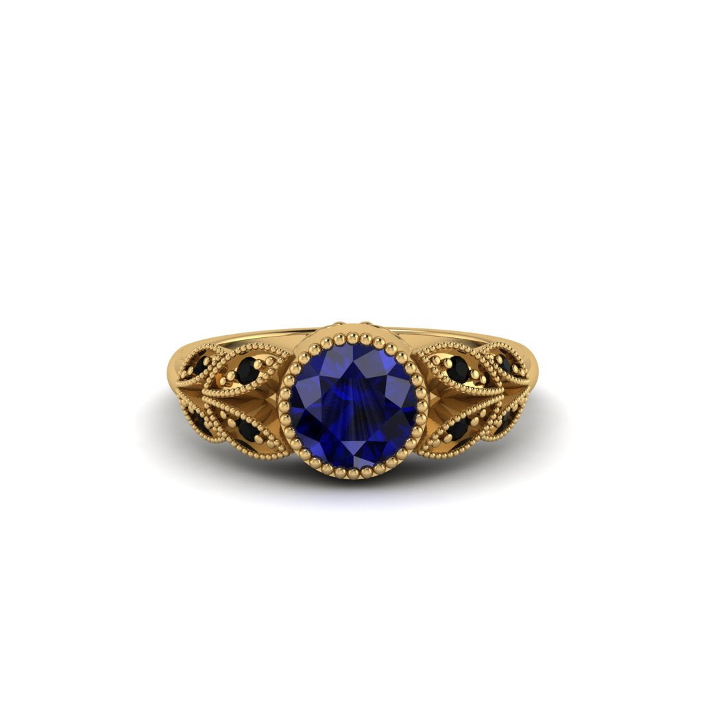 Art Deco Sapphire Leaves Engagement Rings - Thalia No. 43