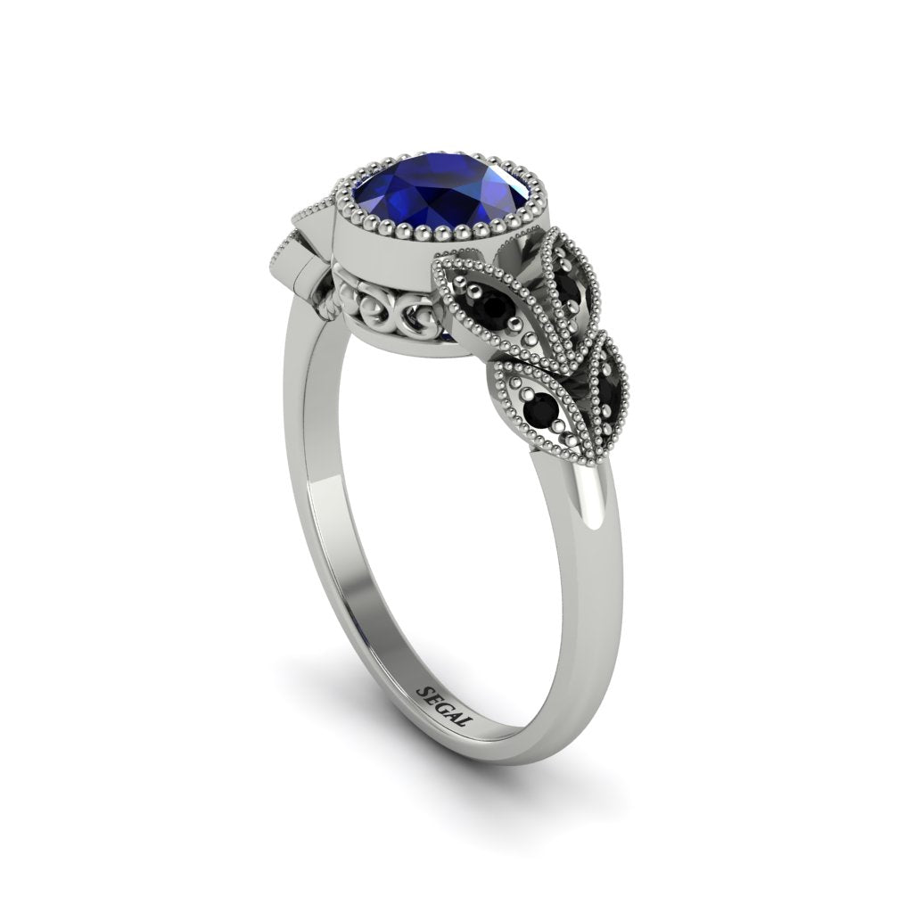 Art Deco Sapphire Leaves Engagement Rings - Thalia No. 45