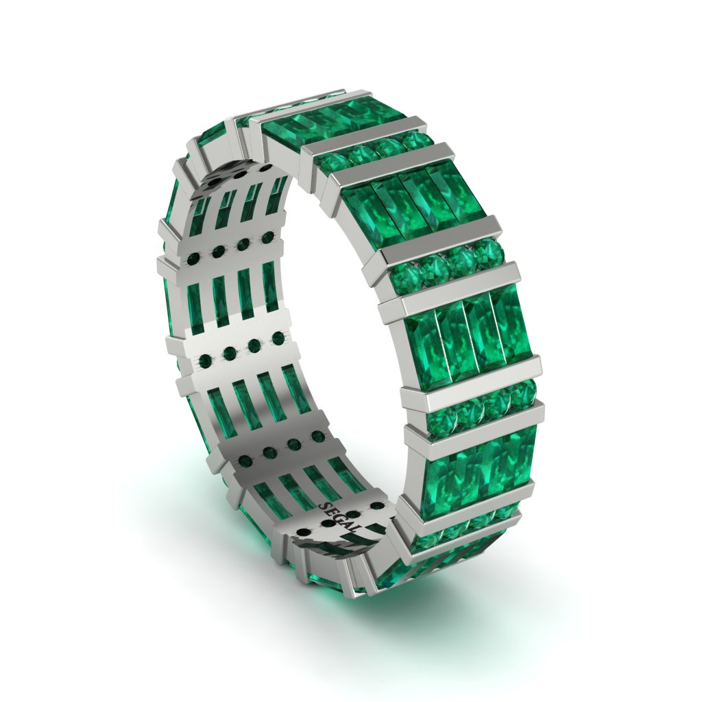 Baguette Emerald Eternity Wedding Band - Keegan No. 6