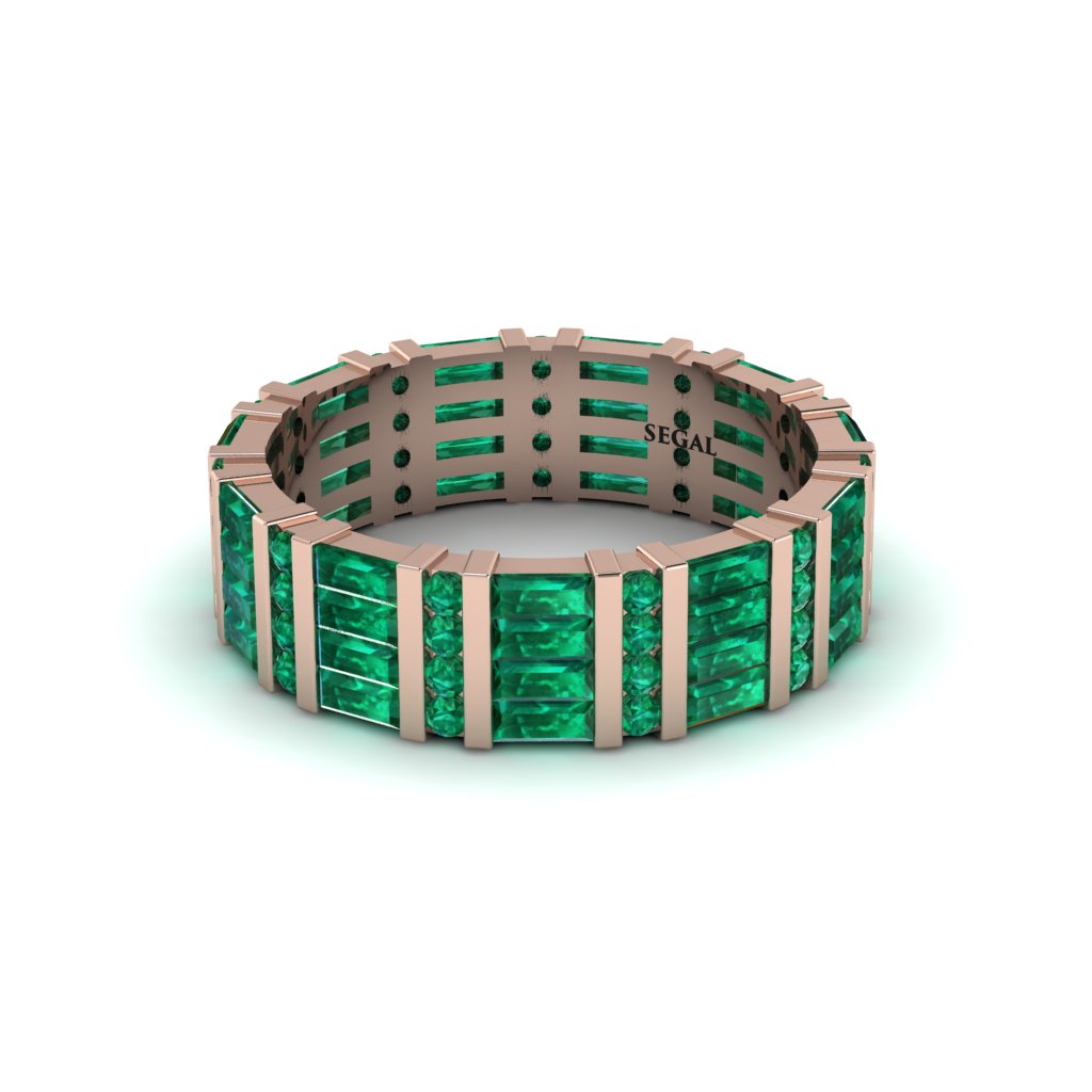 Baguette Emerald Eternity Wedding Band - Keegan No. 5