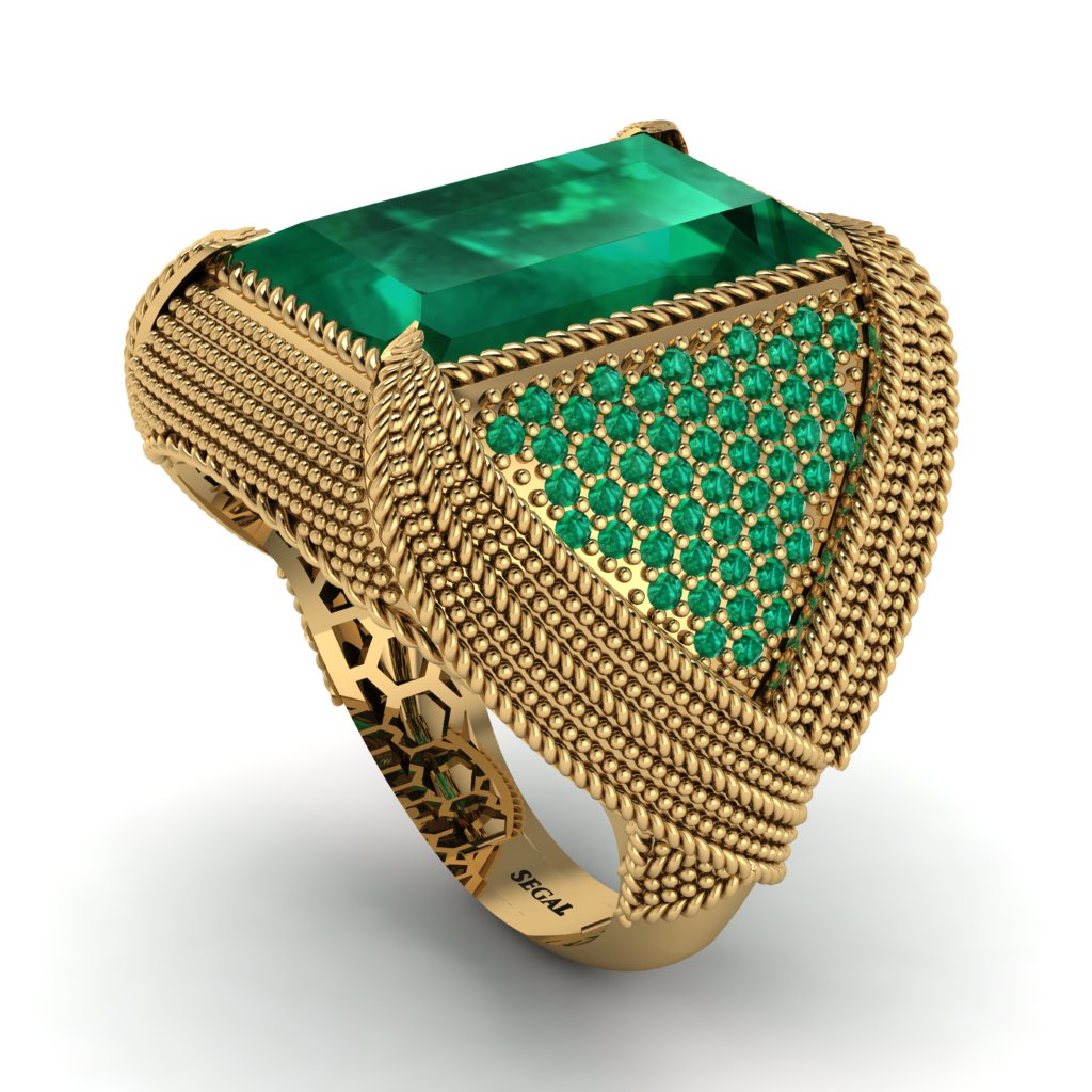 Baguette Emerald Majestic Men's Fashion Ring - Flynn No. 19