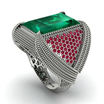 Baguette Emerald Majestic Men's Fashion Ring - Flynn No. 51 image 1