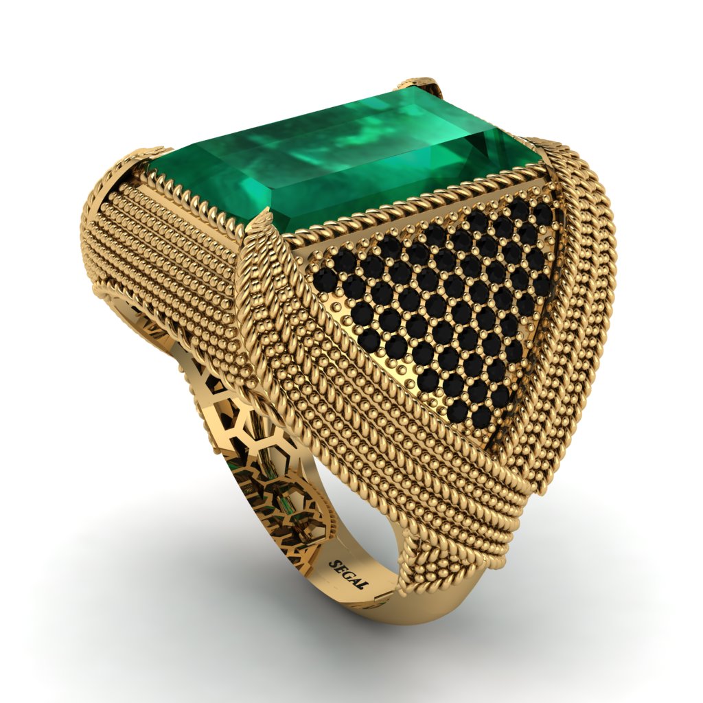 Baguette Emerald Majestic Men's Fashion Ring - Flynn No. 34