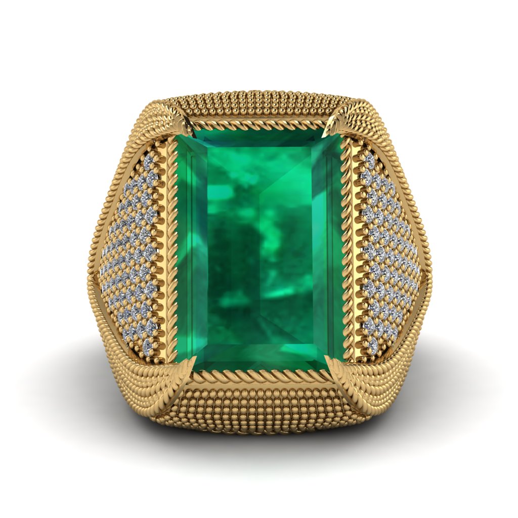 Baguette Emerald Majestic Men's Fashion Ring - Flynn No. 4