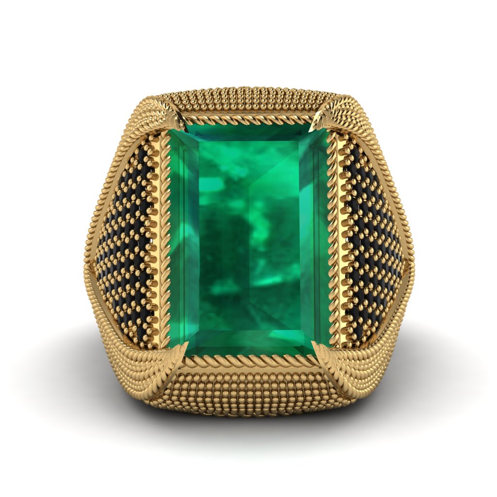 Baguette Emerald Majestic Men's Fashion Ring - Flynn No. 34