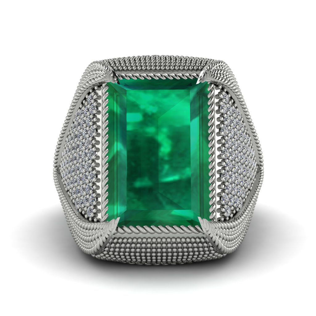Baguette Emerald Majestic Men's Fashion Ring - Flynn No. 6