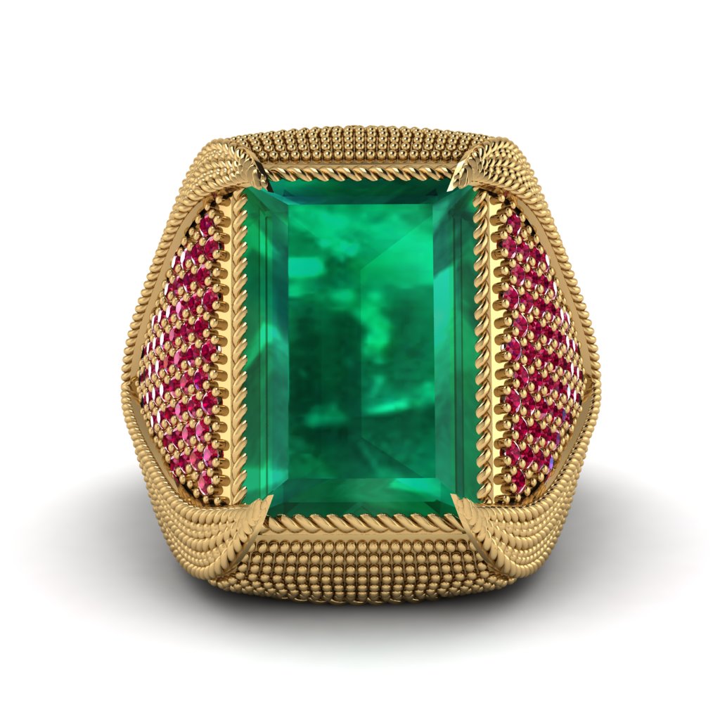 Baguette Emerald Majestic Men's Fashion Ring - Flynn No. 49